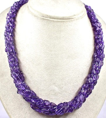 Sterling Silver Natural Amethyst Beads 628 Ct Cabochon Necklace For Women