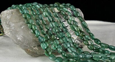 Certified Vintage Emerald Cabochon Beads 466 Ct Necklace For Women