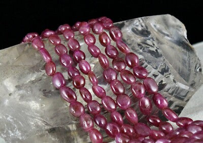 Certified Natural Ruby Beads Necklace 438ct Long Cabochon Fashion Jewelry
