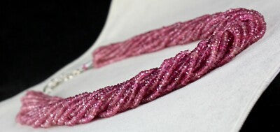 Certified Natural Pink Tourmaline 687 Ct Beads Faceted Sterling Silver Necklace