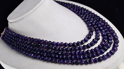 Vintage Natural Amethyst 778 Ct Carved Melon Beads Purple Gemstone Necklace
