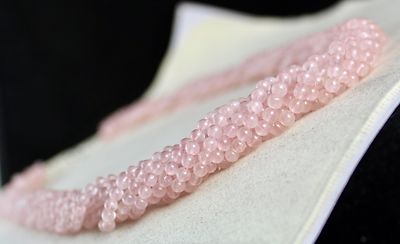 Sterling Silver Natural Rose Quartz Beads 591 Carat Gemstone Necklace For Women