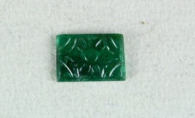 Natural Emerald 3.64 Ct Rectangle Carved Gemstone For Ring Pendant Brooch