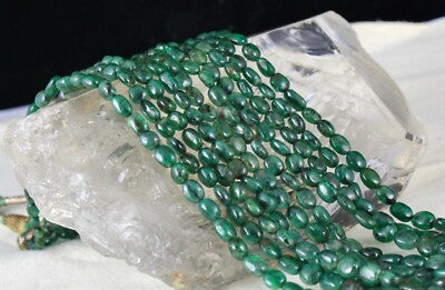 Certified Natural Old Mines Emerald 398ct Beads 5 Line Nugget Stone Necklace