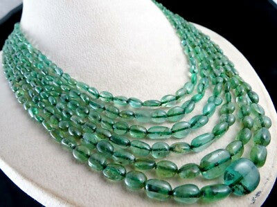 Certified Natural Emerald Necklace 398 Ct Cabochon Beads Important Gemstone