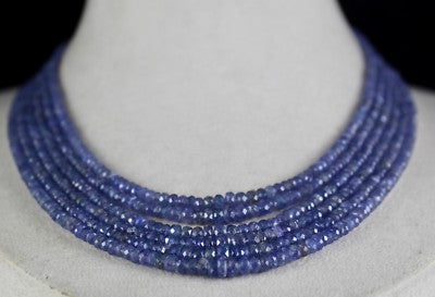 Natural Tanzanite 312 Ct Faceted Beads Necklace 15-18 Inches For Women