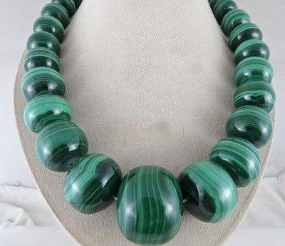 Certified 35mm Round Malachite Beads 3865 Ct Semi Precious Gemstone For Women