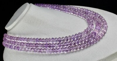 Certified Natural Pink Amethyst Faceted Beads Round 1466 Ct Necklace For Women