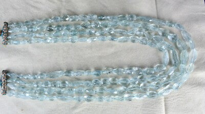Certified Natural Blue Aquamarine Faceted Tumble Beads 1061 Ct Finest Necklace