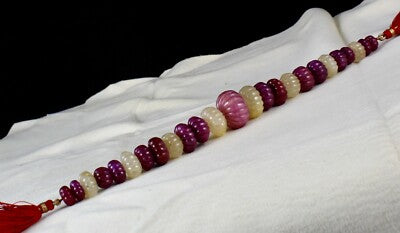 Certified Natural Ruby Sapphire Beads Carved Melon 25pcs Gem 474ct Designing