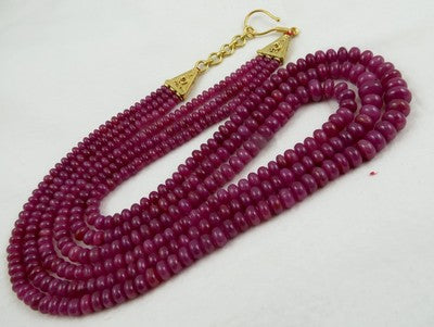 Certified Natural Ruby Round Beads Vintage Necklace 590 Ct Big Gemstone Red