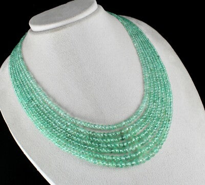 Certified Natural Emerald Beads Necklace 497 Ct Colombian Mines Round 7 L