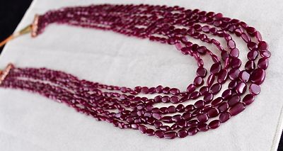 Certified Natural Ruby 545 Ct Beads Long Tumble Gemstone Ladies Necklace
