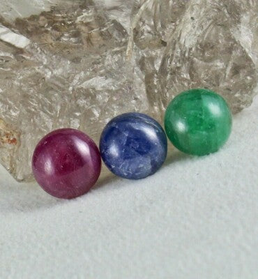 Certified Natural Rubies Emerald Blue Sapphire 41ct Round Gem 14mm