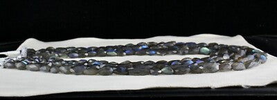 Certified Natural Black Labradorite 1504 Ct Faceted Gemstone Beads Necklace