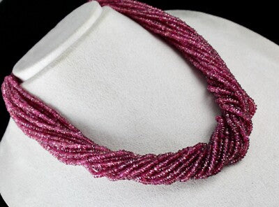 Certified Natural Pink Tourmaline 868ct Beaded Necklace Sterling Silver Clasp