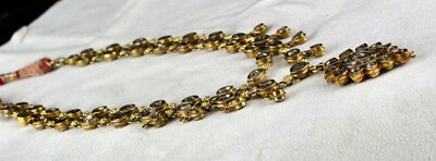 Certified Natural Diamond 22k Yellow Gold Jadau Antique Necklace Set 10ct
