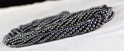 Natural Hematite Beads Necklace 23 Inch 725 Carat Weight 9 Line Round Ladies
