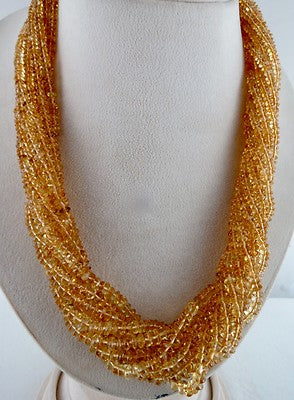 Citrine Beaded Bunch Necklace 11 Line 839ct Gemstone Sterling Silver Clasp