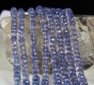 Certified Natural Iolite Beads Faceted Round Necklace 4 L 830 Ct Blue Gemstone