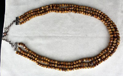 Antique Natural Tiger Eye Beads 593ct Ladies Gemstone Carved Necklace