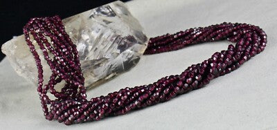 Natural Garnet 4mm Faceted Round Beaded Necklace 9 L 659ct Red Fashion Jewelry