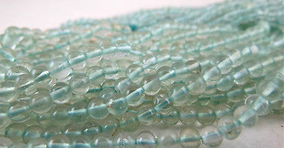 Blue Natural Aquamarine 533 Ct Round Beads Sterling Silver Necklace 10 String
