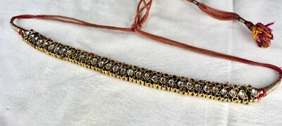 Certified Antique Real Old Gold 22k Jadau Natural Gemstone 10ct Ladies Necklace