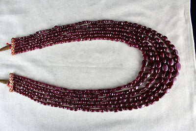 Certified Natural Untreated Ruby 782 Ct Tumble Long Beads Ladies Necklace