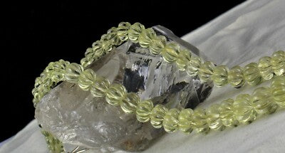 Natural Lemon Quartz Carved Bead Necklace 523ct Semi Precious Gemstone For Women