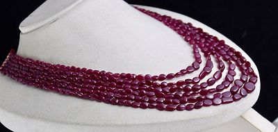 Certified Natural Ruby 545 Ct Beads Long Tumble Gemstone Ladies Necklace
