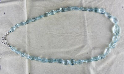Certified Natural Aquamarine 470ct Faceted Beads Sterling Silver Necklace