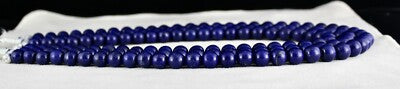 Certified Natural Blue Lapis Lazuli 11mm 1349ct 3line Beads Necklace
