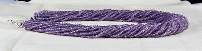 Natural Amethyst Faceted Round Beads 810 Ct Sterling Silver Necklace 20 Line