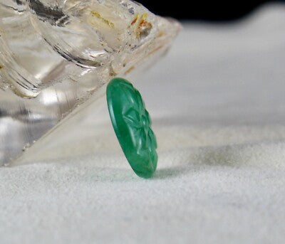 Zambian Emerald 5.80ct Carved Oval Cabochon Gemstone Ring Pendant