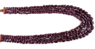 Certified Natural Ruby Beads 795 Ct Tumble Red Gemstone Necklace