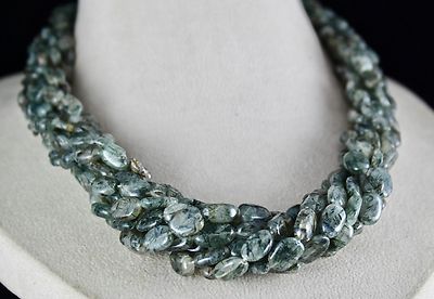 Natural Rutilated Quartz Beads 1023 Ct Gemstone Sterling Silver Fashion Necklace