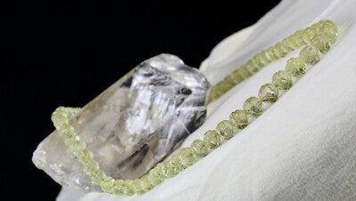 Natural Lemon Quartz Necklace 229ct Semi Precious Gemstone Carved Beads Unique