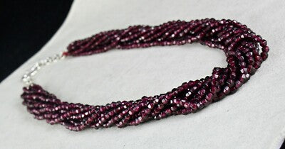 Natural Garnet 4mm Faceted Round Beaded Necklace 9 L 659ct Red Fashion Jewelry
