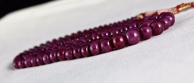 Certified Natural Ruby Round Beaded Necklace 425 Ct Red Gemstone Strings