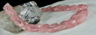 Natural Rose Quartz 683 Ct Beaded Necklace 2 Line Nugget Gemstone Strings