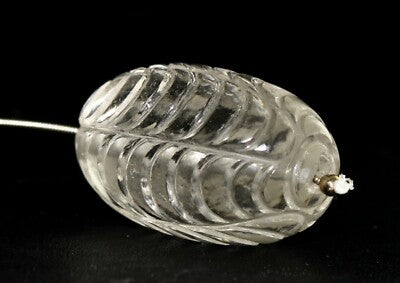 Natural White Rock Crystal Quartz Carved Round Bead 1 Pcs 264 Ct Gemstone