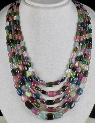 Certified Natural Multi Tourmaline Aquamarine Necklace 941 Ct Gem Beaded Party
