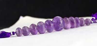 Certified Natural Amethyst Carved Beads 512 Ct Jewelry Designing 11 Pc Loose