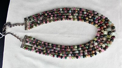 Certified Antique Natural Multi Tourmaline 860ct Carved Melon Gemstone Necklace