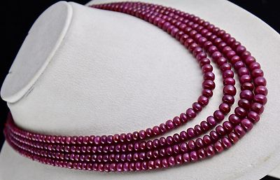 Certified Natural Untreated Ruby 882 Ct Round Gemstone Beaded Necklace For Women