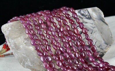 Certified Natural Unheated Ruby Necklace 5 Line 586 Ct Gemstone Beaded String