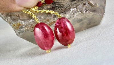 Certified Natural Red Spinel Beads 2 Pc 27.81 Ct Earring Design Cabochon Drilled