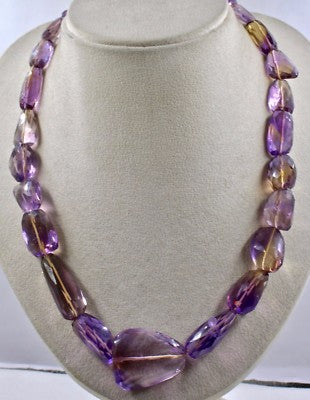 Certified Ametrine Faceted 778 Ct Cabochon Gemstone Beads Necklace