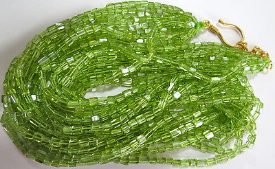 Fancy Natural Peridot Beads 440 Ct Green Gemstone Sterling Silver Necklace